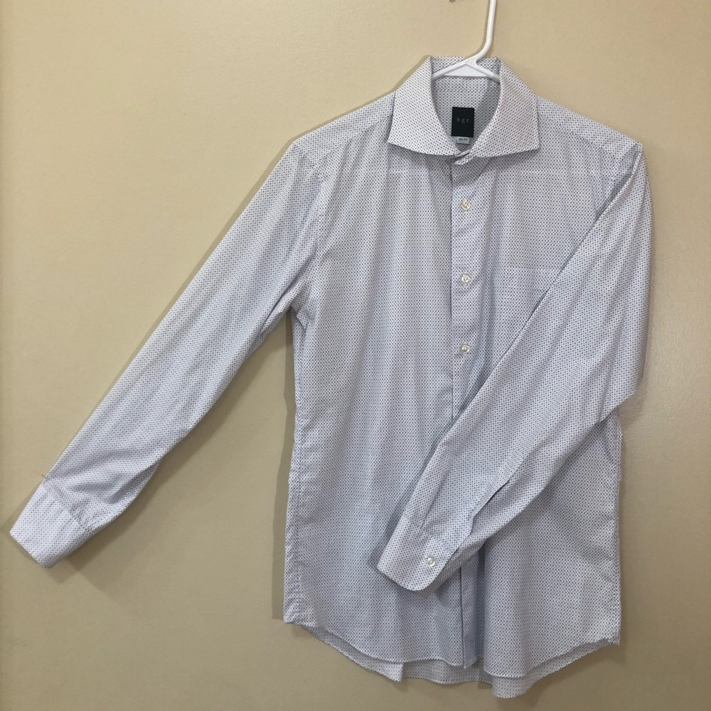 bgr Men’s Long Sleeve Dress Shirt White/Blue/Pink, Size S